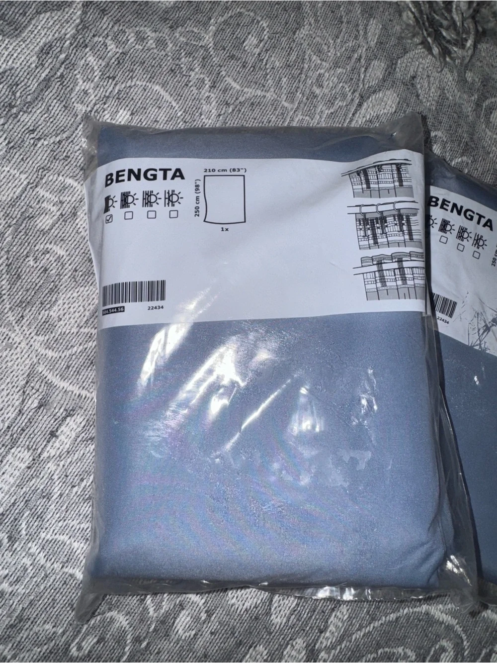 2 New IKEA Bengta Block-out Curtains Blue 83”x98”